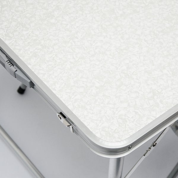 AMANKA klappbarer stabiler Campingtisch 120x60x70cm höhenverstellbar tragbar Kofferformat Aluminium Hell Grau