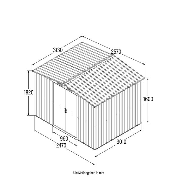 Home Deluxe - Geräteschuppen BOHIO - Größe: XXL - Maße 257 x 313 x 178 cm, Raumfläche 7,9 m², inkl. Fundament I Gerätehaus Gartenschuppen Gartenschrank