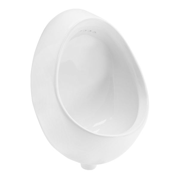 ECD Germany Urinal Zulauf von hinten Weiß, Hochwertige Keramik Pinkelbecken, Modernes Design Pissoir, 35 x 42 x 30 cm, Rund, Spülrand Geschlossen, Ablauf nach hinten, WC-Urinal Absaugeurinal Becken