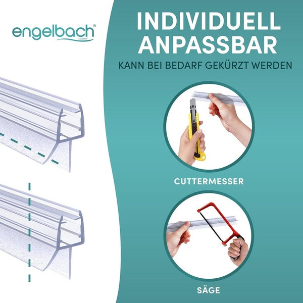 Engelbach® Duschdichtung  3x 100cm mit perfekter Passform für 5-8mm Glastüren mit extra dicker Gummilippe
