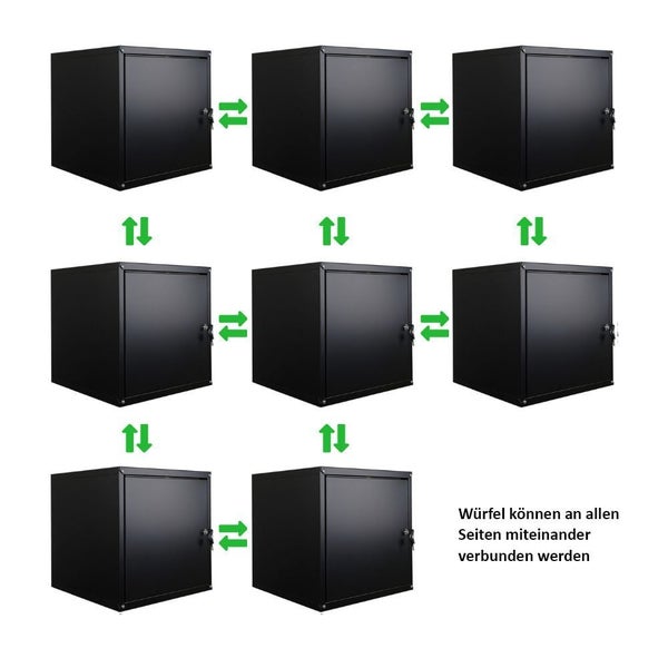 PROREGAL Mega Deal 8x Schließfachwürfel Cubic XL, HxBxT 45x45x45 cm, Schwarz