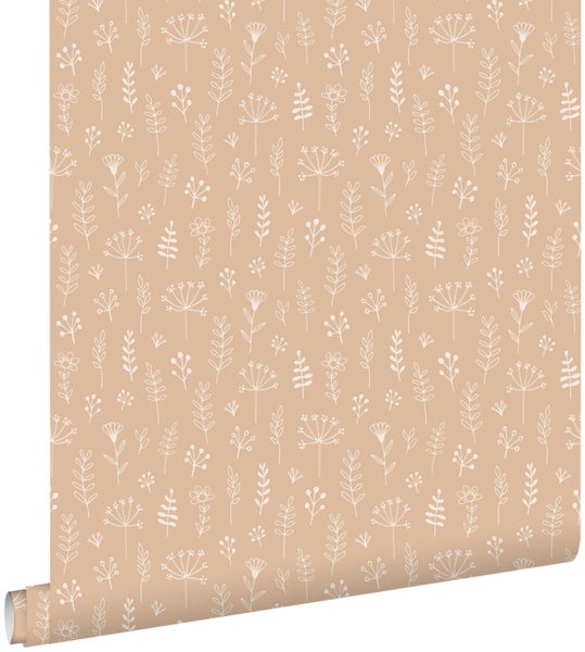 ESTAhome Tapete Blumenmuster Terrakotta - 53 cm x 10.05 m - 139753