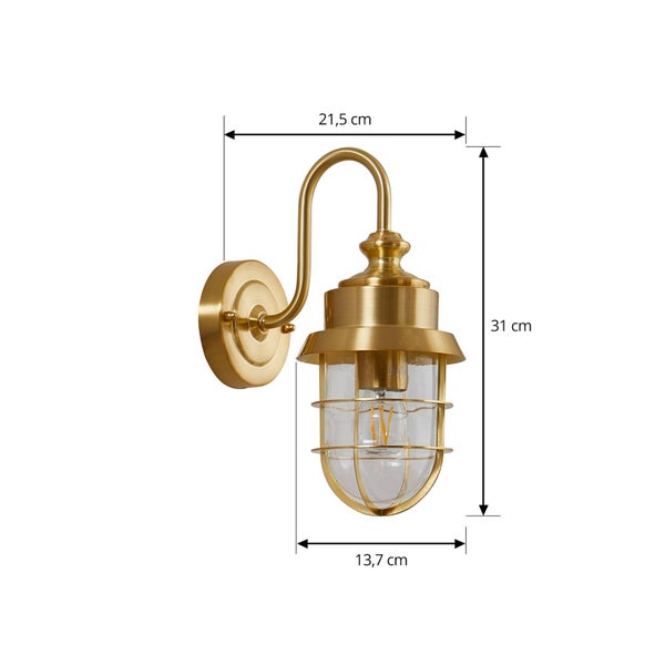 Lindby Wandleuchte außen (Laterne) Adalie (spritzwassergeschützt (Landhaus, Vintage Rustikal) in Gold / Messing aus Edelstahl (1 flammig E27) - Außenwandleuchten Wandlampe Led Außenlampe Outdoor