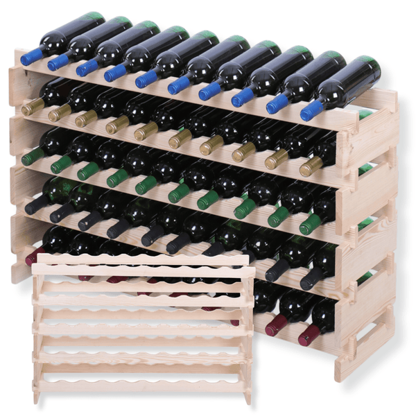 Weinregal VINOTECA FLEX PRO HxBxT 65x103x28cm 50 Flaschen auf 5 Ebene Massives Kiefernholz Natur unbehandelt