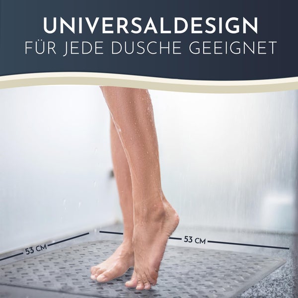 Homerella® Duschmatte rutschfest - 100% BPA frei - Inkl. 2 Haken zum Aufhängen 53x53cm - Antirutschmatte Dusche hautsensitiv & schimmelresistent - Duscheinlage maschinenwaschbar