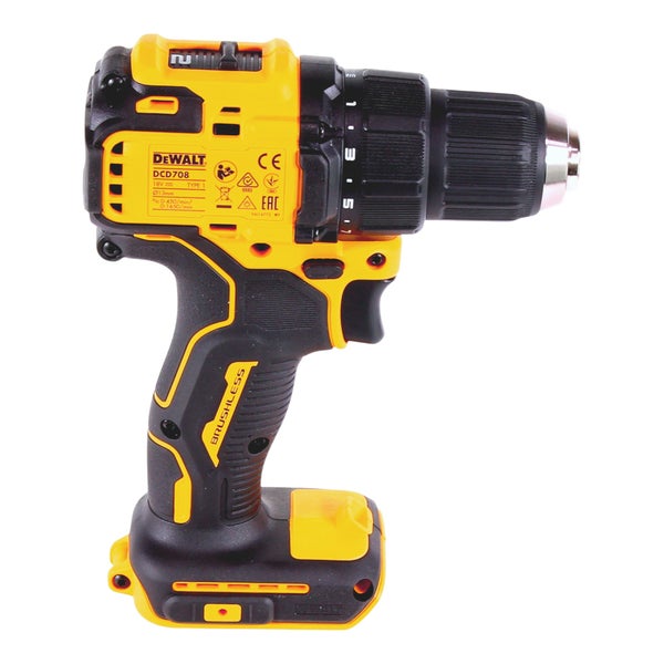 DeWALT Akku-Bohrschrauber DCD708, 18 Volt, bürstenloser Motor, kompakte Bauweise.