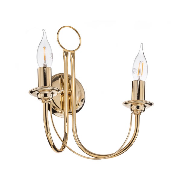 Goldfarbene Wandleuchte mit zwei Leuchten