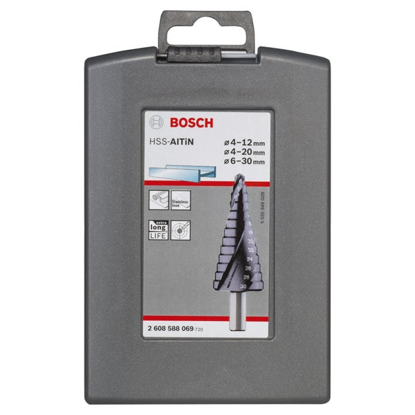 Bosch Stufenbohrer HSS-AlTiN-Set, 3tlg., 4 - 12 mm, 4 - 20 mm, 6 - 30 mm - 2608588069