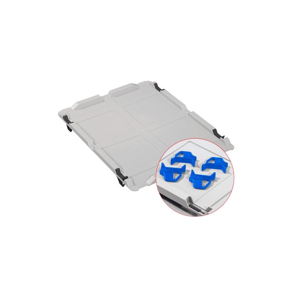 PROREGAL SuperSparSet 3x Eurobox NextGen Grip mit Auflagedeckel mit 4 Blauen Schiebeschnappverschlüssen HxBxT 32 x 40 x 60 cm 65 Liter