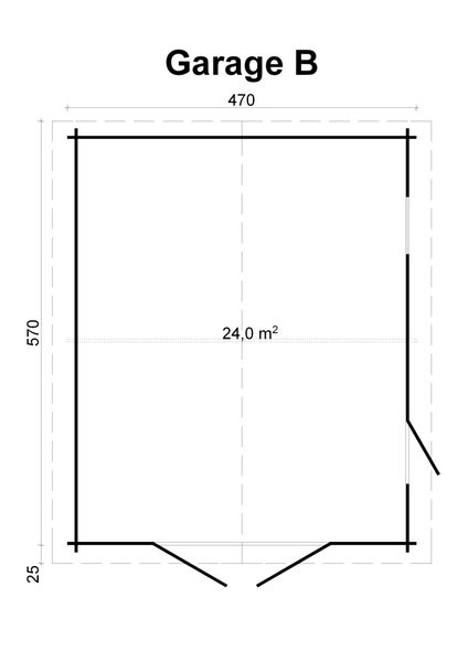 Grundriss Garage B mit den Maßen 470 x 570 Zentimeter und 24 Quadratmeter Fläche