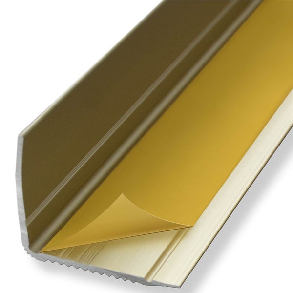 FLOORDIREKT Stufenkantenprofil Integral - Eckig und Selbstklebend - Gold - 3 x 3,5 x 134 cm