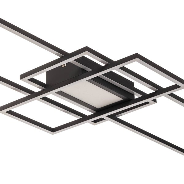 Lindby LED Deckenleuchte Ismera dimmbar mit Leselampe (Modern) in Schwarz aus Aluminium, - Lampe Deckenlampe Wohnzimmerleuchte