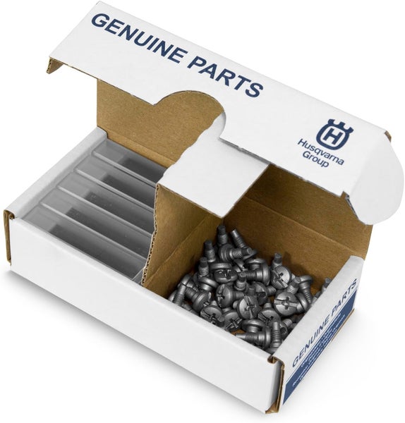 Husqvarna Schrauben in einer geöffneten Verpackung