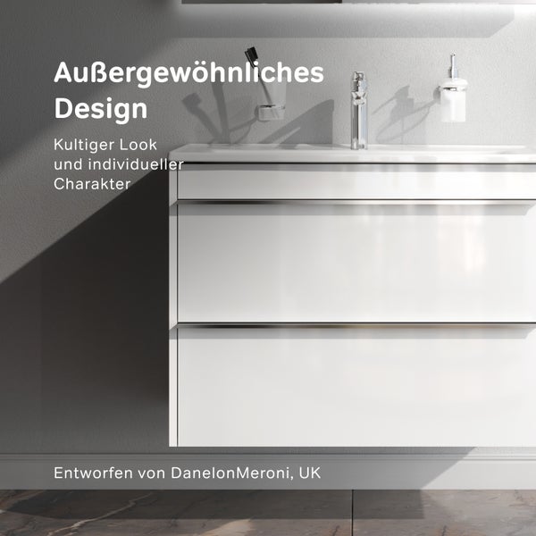 Weißer Waschtischunterschrank mit zwei Schubladen im Badezimmer