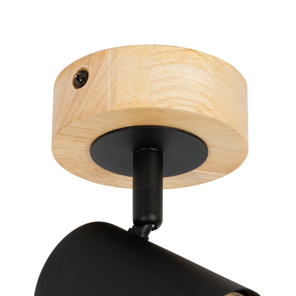 Deckenstrahler aus Holz und Metall in runder Form