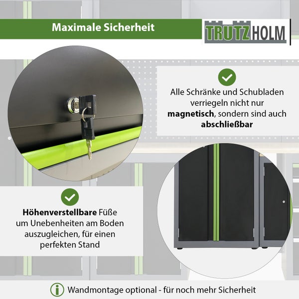 Werkstattwand 13-tlg. Modulares Werkstattschranksystem aus Stahl mit Lochwand Werkstatteinrichtung