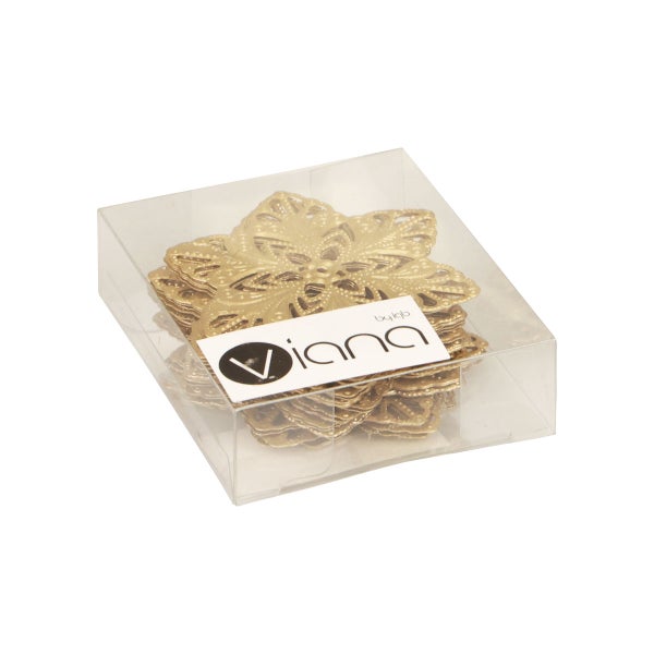 Dekoschneeeflocken aus Metall in transparenter Kunststoffbox