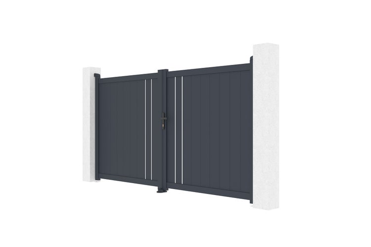 Doppeltor aus Aluminium 3m GIONA H.160cm grau