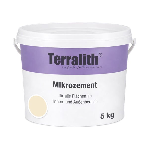 Terralith Mikrozement für Flächen im Innen- und Außenbereich, 5 Kilogramm.