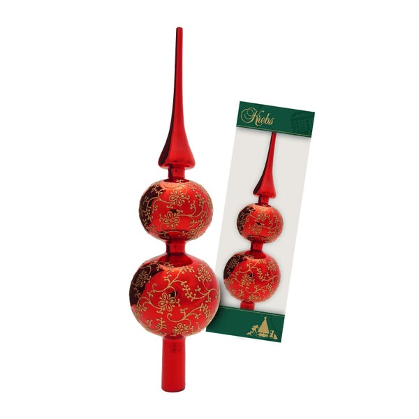 Christbaumspitze aus Glas mit Dekor und Verpackung