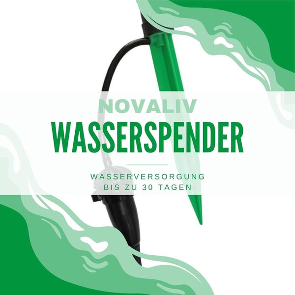 Novaliv Wasserspender für Zimmerpflanzen mit Erdspieß und Schlauch für eine Wasserversorgung bis zu 30 Tage.