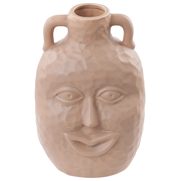 Dekorative Vase mit Gesichtsmuster und zwei Griffen