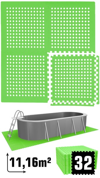 eyepower 11,2 m² Poolunterlage - 32 EVA Matten 62x62 - Outdoor Pool Unterlage - Unterlegmatten Set