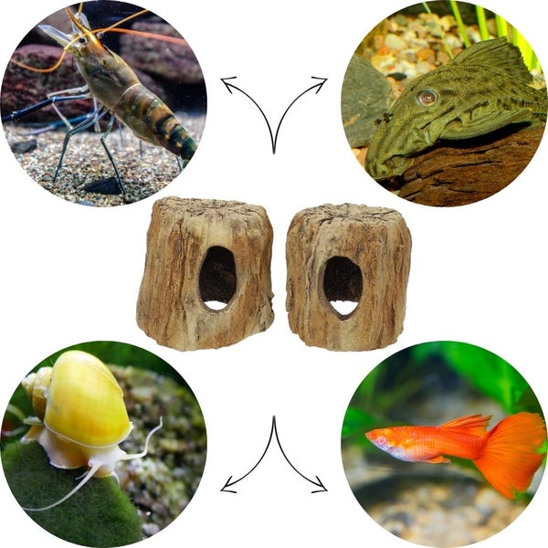 Aquarium Terrarium Deko Keramik Baumstumpf Höhle Reptilien Baumstamm Wurzel Laichröhre Fisch Ton Laichhöhle Versteck