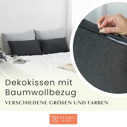 DYNMC you Sofakissen mit Füllung und Bezug - 2er Set 40x60cm mit Viel Füllung - VERGLEICHSSIEGER SEHR GUT - Rückenkissen mit Oeko TEX Baumwoll-Bezug - Bequeme Dekokissen - Couchkissen Anthrazit