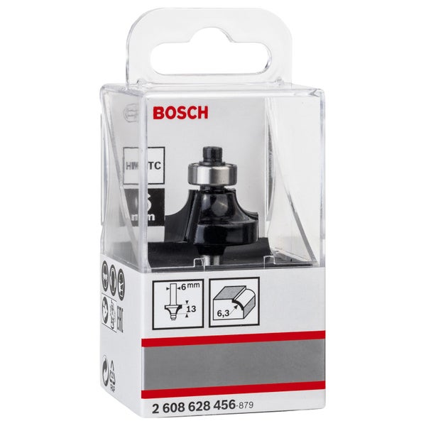 Bosch Abrundfräser 6 mm R1 6,3 mm D 25,4 mm L 13,1 mm G 54 mm - 2608628456