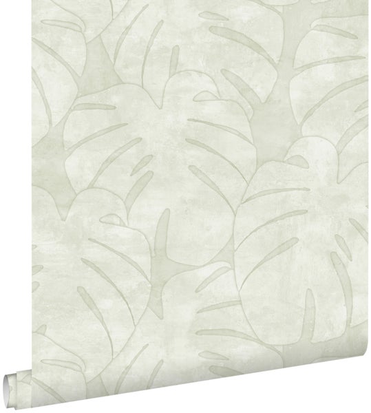 ESTAhome Tapete Monstera-Blätter Beige - 53 cm x 10.05 m - 139002