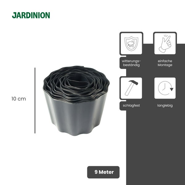 Jardinion Rasenkante aus Kunststoff, 10 cm hoch, 9 Meter lang