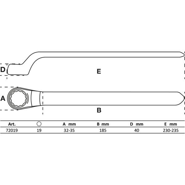 BGS VDE-Einringschlüssel tief gekröpft SW 19 mm - 72019
