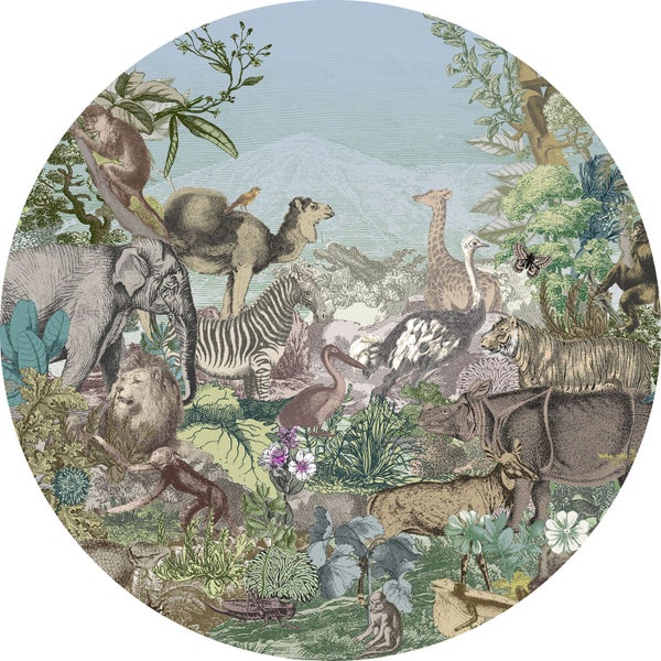 Komar selbstklebende runde Tapete Animal Kingdom Multicolor - Ø 125 cm - 611163