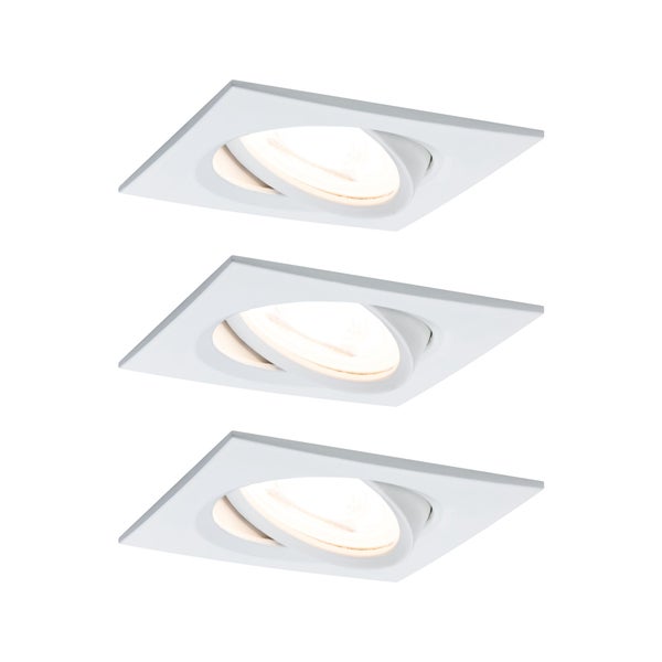 LED Einbauleuchte Nova Basisset schwenkbar eckig 84x84mm 50° GU10 3x6,5W 3x460lm 230V 2700K Weiß matt