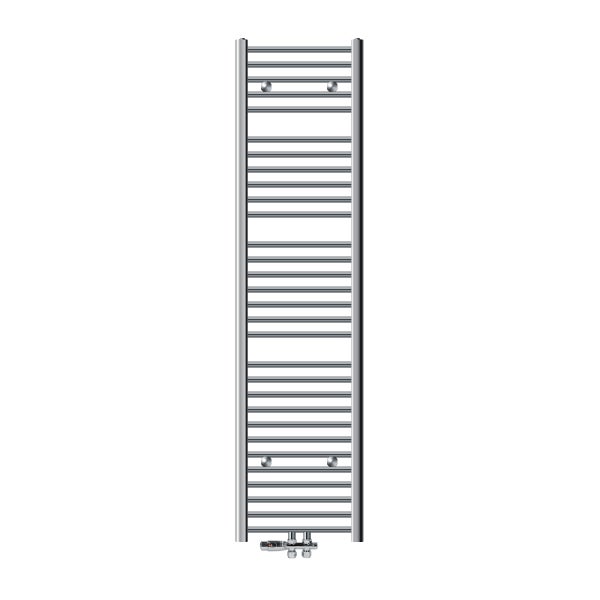 ECD Germany Badheizkörper Mittelanschluss 400 x 1800 mm Chrom gerade mit Anschlussgarnitur inkl. Thermostat Durchgang Boden Chrom Heizkörper Heizung Handtuchwärmer Handtuchtrockner Handtuchheizkörper