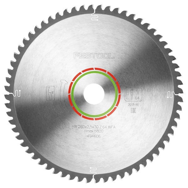 Festool Spezial-Sägeblatt 260x2,5x30 WZ/FA64 - 494606