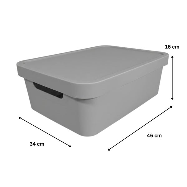 Aufbewahrungsbox aus Kunststoff mit Deckel, 46 x 34 x 16 cm