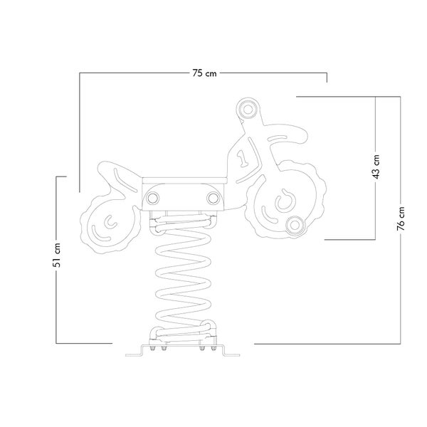WICKEY Federwippe PRO Motorrad Trickey – BETONANKER - öffentliches Federtier nach1176 -für den öffentlichen und privaten Bereich. Anti-Vandalismus – rot