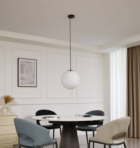 Lucande Pendelleuchte Kestralia (Modern) in Weiß aus Glas (1 flammig, E27) - Hängelampe Esstischlampe Hängeleuchte Wohnzimmerleuchte