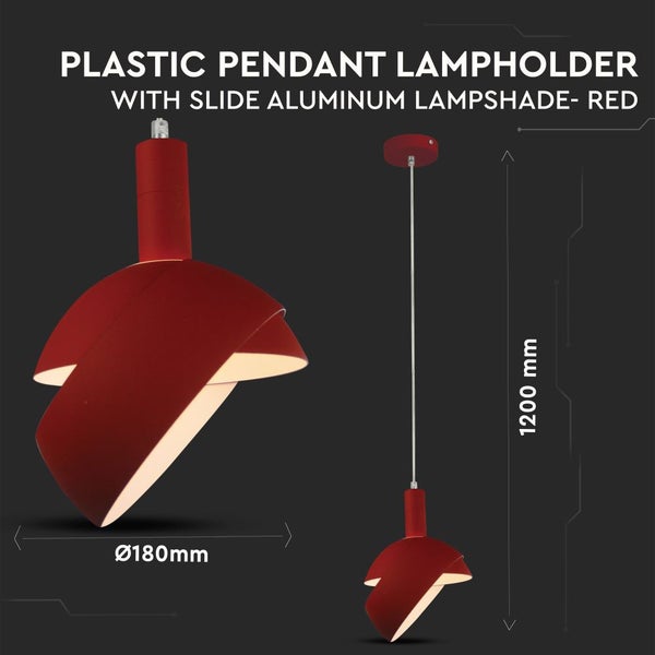 Kunststoff-Pendelleuchte mit Aluminium-Lampenschirm, 180 mm Durchmesser und 1200 mm Länge
