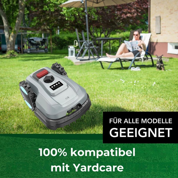 Rasenmäher Roboter auf Rasen im Garten