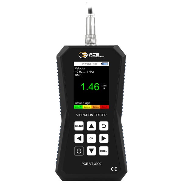 PCE Instruments PCE-VT 3900 Schwingungsmesser 0,0 ... 399,9 m/s² | automatische ISO 10816-3 Bewertung | Datenlogger