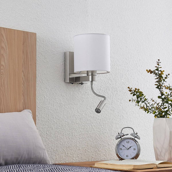 ,schwenkbar in Weiß aus Textil (1 flammig, E27) - Wandstrahler Wandbeleuchtung Schlafzimmer / Wohnzimmer Wohnzimmerleuchte