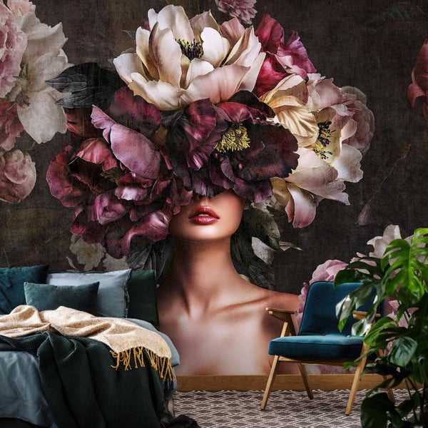 Fototapete Blumen Frau Wohnzimmer Vlies Tapete 400x280 cm