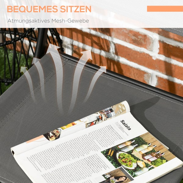 Outsunny 3tlg. Garten-Bistroset, Gartenmöbel Set, inkl. 1 Tisch, 2 klappbaren Stühlen, 50L x 50B x 72H cm, Stahl, Grau