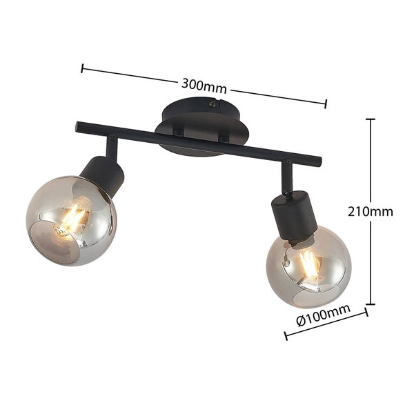 Lindby Strahler Eridia (Modern) in Schwarz aus Metall (2 flammig, E14) - Deckenlampe Deckenleuchte Lampe Spot Wohnzimmerleuchte