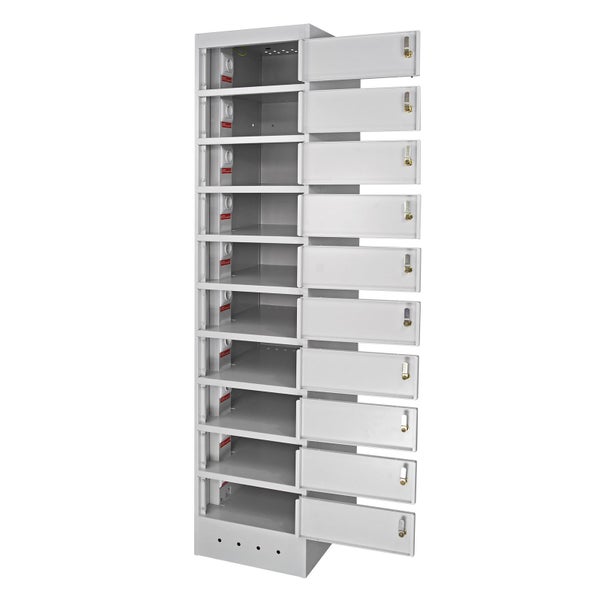 PROREGAL Notebook-Schrank mit 10 Fächer HxBxT 180 x 40 x 50 cm Lichtgrau