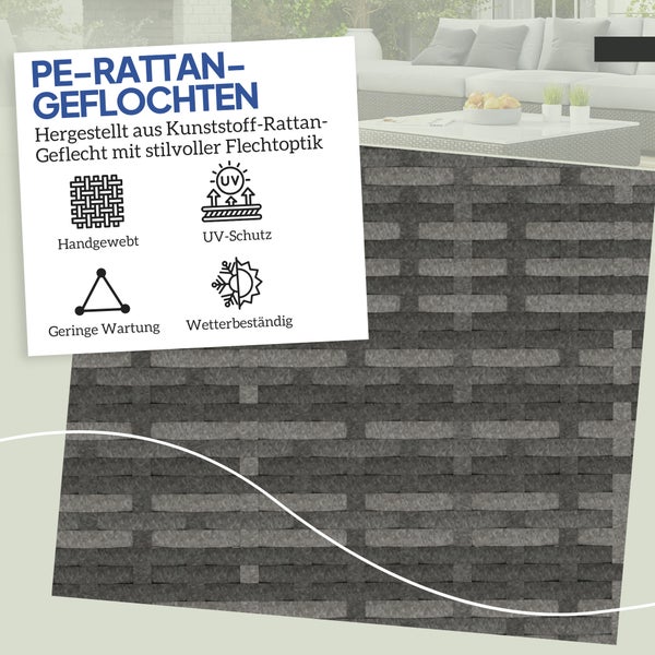 Outsunny 2er Set Rattan Hocker Sitzhocker mit Rattanoptik Stauraum Kissen Deckel 120 kg belastbar wetterfest Gartenhocker Fußhocker Gartenmöbel für Outdoor Garten Terrasse 40x40x41cm Dunkelgrau