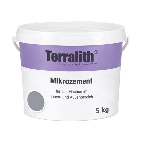Terralith Mikrozement für alle Flächen im Innen- und Außenbereich, 5 Kilogramm Eimer.